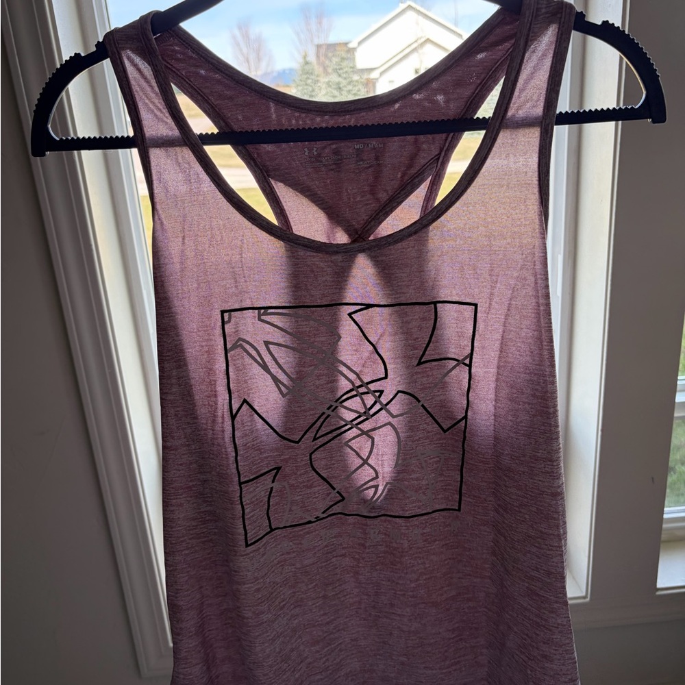 Under Armour Heathered Mauve/Pink Racerback Tank Top - Picture 3 of 5